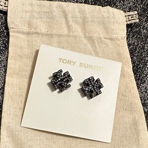 Tory Burch Black and Silver Stud Earrings